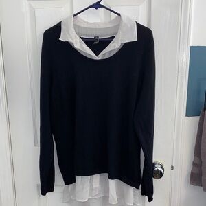 GNW Black and White Layered Blouse